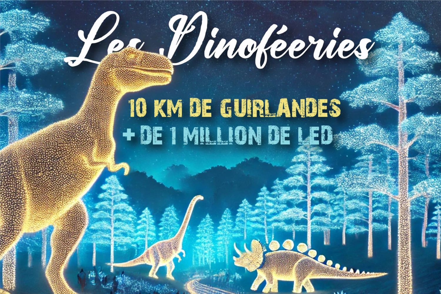 les dinofeeries ca continue tout l'été - plus de 10km de guirlandes et un million de led