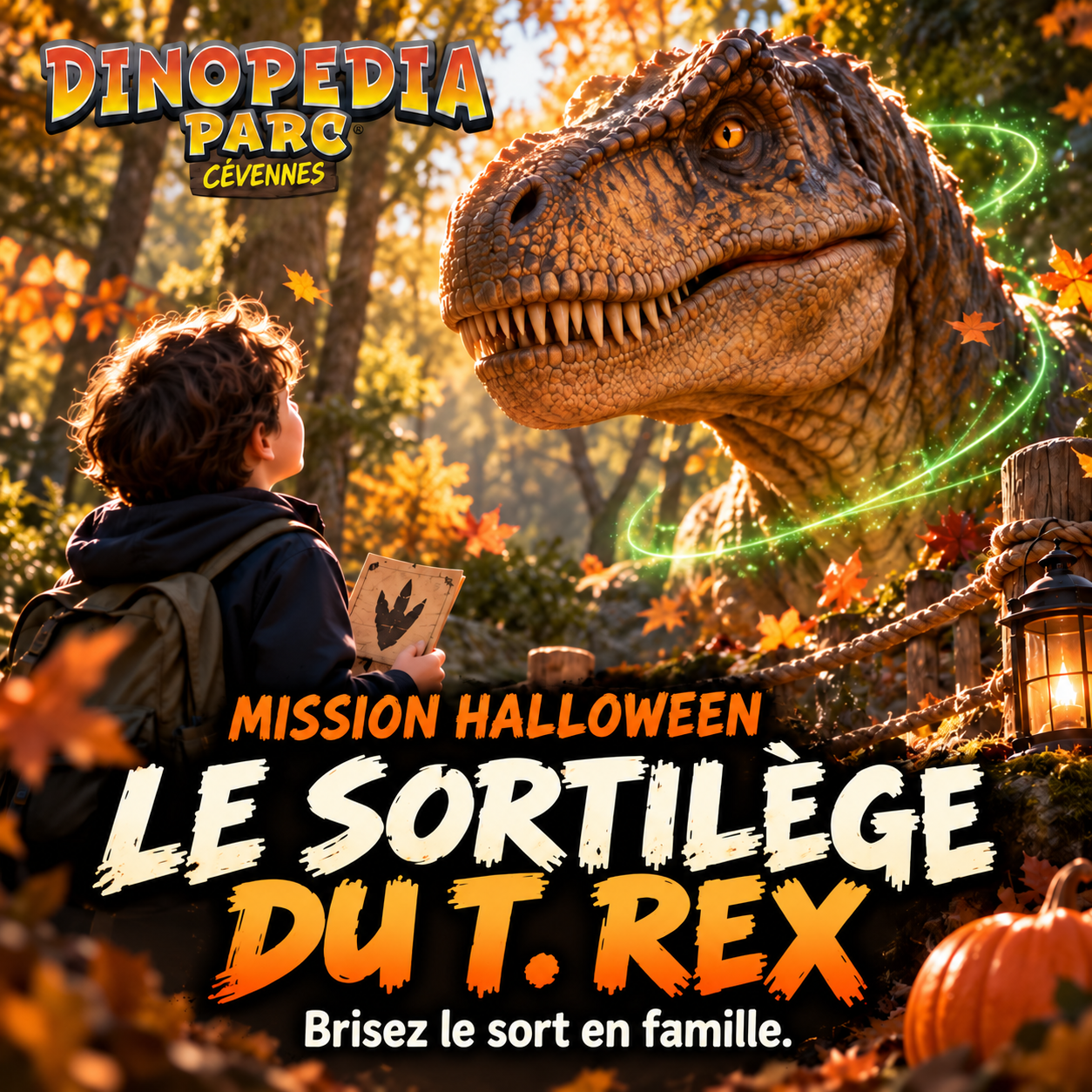Mission Halloween 2026 à Dinopedia Parc Cévennes - Le sortilège du T. rex